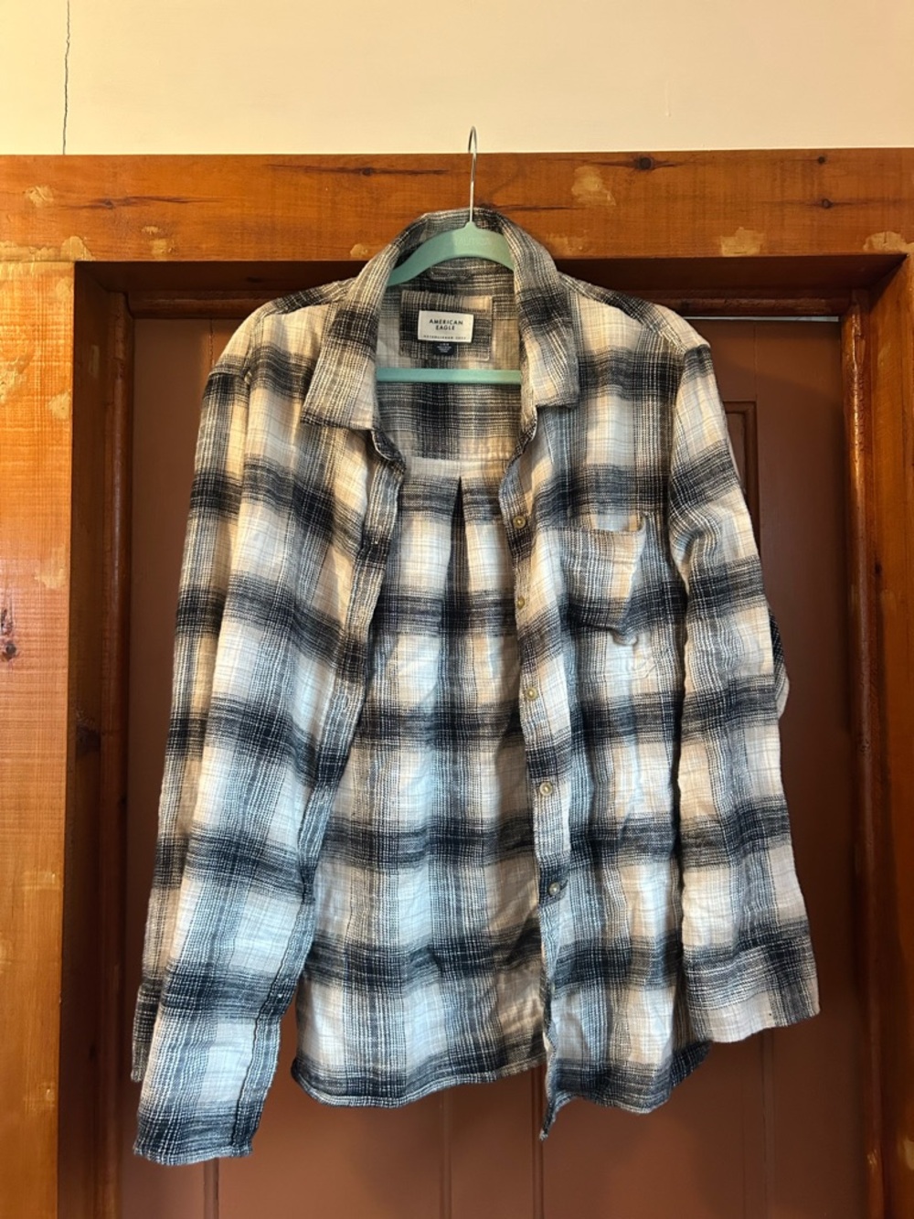 Nautica Black and White Plaid Button-Up Shirt